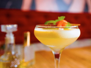 pisco sour cocktail on the table in bar