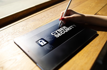 Cyber security, Data protection, information safety and encryption. Internet technology and business concept. Virtual screen with padlock icons.