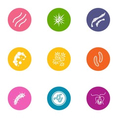 Sickness icons set. Flat set of 9 sickness vector icons for web isolated on white background