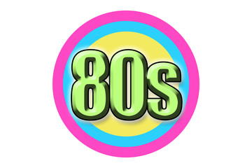 Inscription "80s" in cartoon style