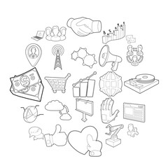 Field of activity icons set. Outline set of 25 field of activity vector icons for web isolated on white background