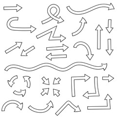 Arrows. Flat outline icons set