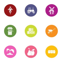 Field icons set. Flat set of 9 field vector icons for web isolated on white background