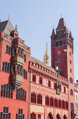 Basel, Rathaus, Basel-Stadt, Altstadt, Stadt, Marktplatz, Altstadthäuser, Stadtrundgang, Grossbasel, Rhein, Sommer, Schweiz