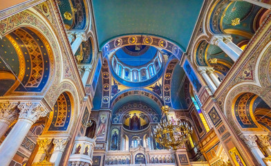 Fototapeta na wymiar Metropolitan Basilica Dome Greek Orthodox Cathedral Athens Greece