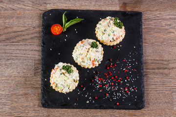 Russian salad canape