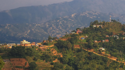 Obraz premium Village on top of a hill in Nepal
