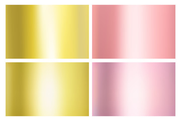 Fototapeta premium Golden and gold rose mesh gradient set. Vector illustration for your design.