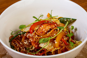 Soba with chicken