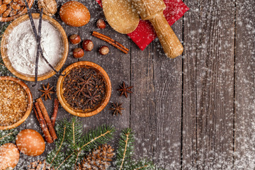 Ingredients for cooking Christmas baking.