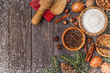 Ingredients for cooking Christmas baking.