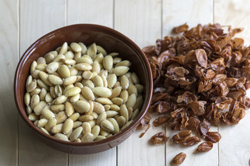 peeled almond nut, vegetarian food, natural organic