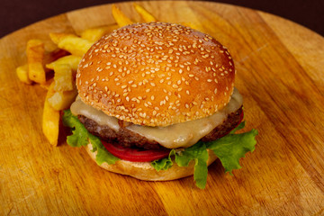 Tasty homemade burger