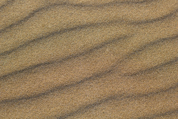 Fototapeta na wymiar Sand wavy texture. Sandy beach for background. Top view. Spain