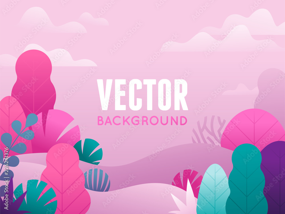 Poster Vector illustration in trendy flat style and bright vibrant gradient colors - background with copy space for text