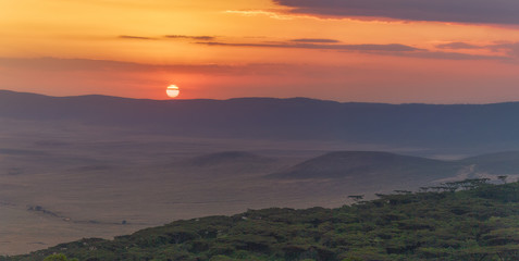 Sunset in ngorongoro crater