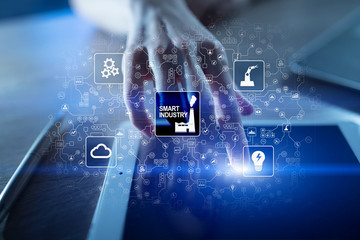 Smart industry. Industrial and technology innovation. Modernization and automation concept. Internet. IOT.