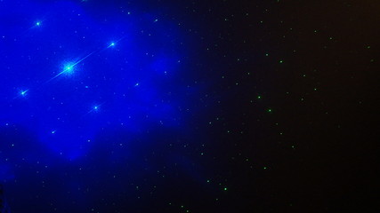 Blue and Green Laser Light Stars on a Black Background