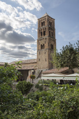 Fototapeta na wymiar The tenth century village of Moustiers-Sainte-Marie in the Alpes-de-Haute-Provence with the tower of Notre-Dame-de-l'Assomption