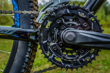 Road Bike Chainwheel. Ride out of town by bike. Sports cycling
