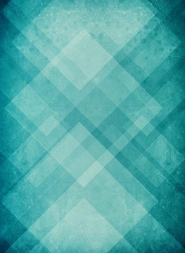 blue green background with textured geometric triangle and diamond pattern and grunge paint spatter texture