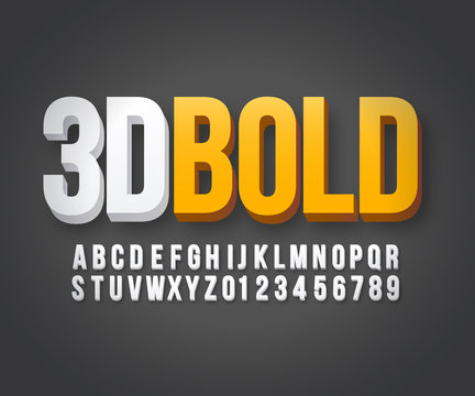 Modern 3d bold font vector