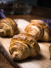 Fresh croissant a flaky, viennoiserie pastry.