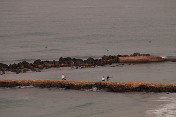Pescadores en el mar