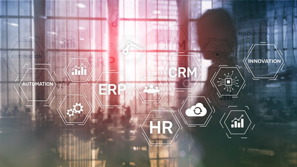 ERP, Business innovation concept on blurred background.
