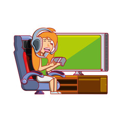 girl playing video game avatar character
