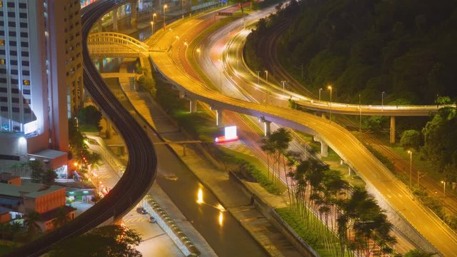 Night Cityscape Timelapse Kuala Lumpur Freeway Traffic
