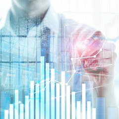 Financial growth graph. Sales increase, marketing strategy concept.