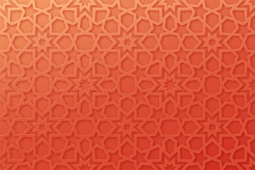 Arabic pattern background. Islamic ornament vector. Geometric 3d shape. Texture arabian traditional motif