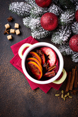 Cooking Christmas hot mulled wine