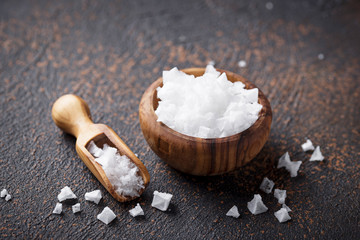 Pyramid flakes of sea salt.