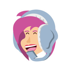 head of girl with headphone avatar character