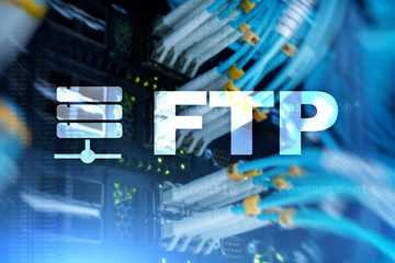 FTP - File transfer protocol. Internet and communication technology concept.