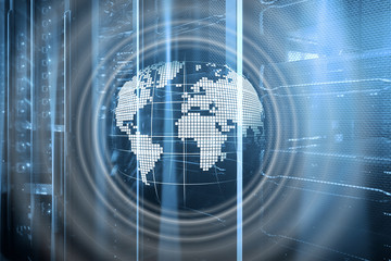 Planet Earth Hologram Globe Global communication World Wide Business concept.