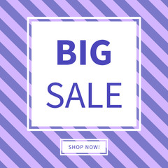 Big sale and shop now poster or banner. Vector illustration.