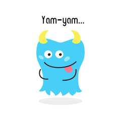 Cartoon monster on white background.