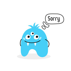 Cartoon monster on white background.