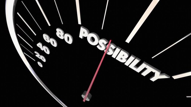 Possibility Potential Opportunity Speedometer Word 3d Animation