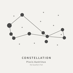 The Constellation Of Piscis Austrinus. The Southern Fish - linear icon. Vector illustration of the concept of astronomy.