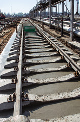 Railroad track tool in railway construction site
