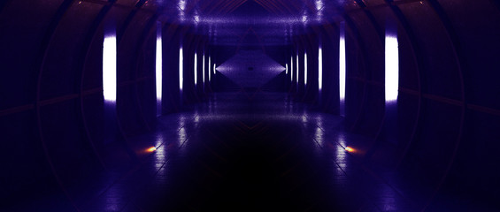 Spaceship corridor. Futuristic tunnel with light. Of Empty Sci Fi Futuristic Dark Room With Light Blue Lights