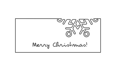 Continuous one line drawing. Winter Christmas holiday snowflake . Vector illustration