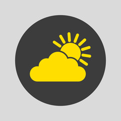 Cloud with the sun icon on gray background.