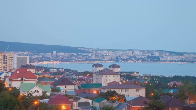 Sunset city hyperzoom timelapse