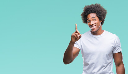 Afro american man over isolated background pointing finger up with successful idea. Exited and...