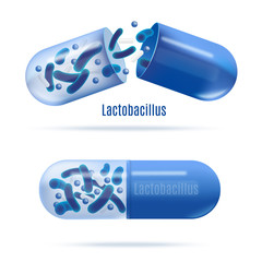 Medicines with Probiotic Bacteria Realistic Vector